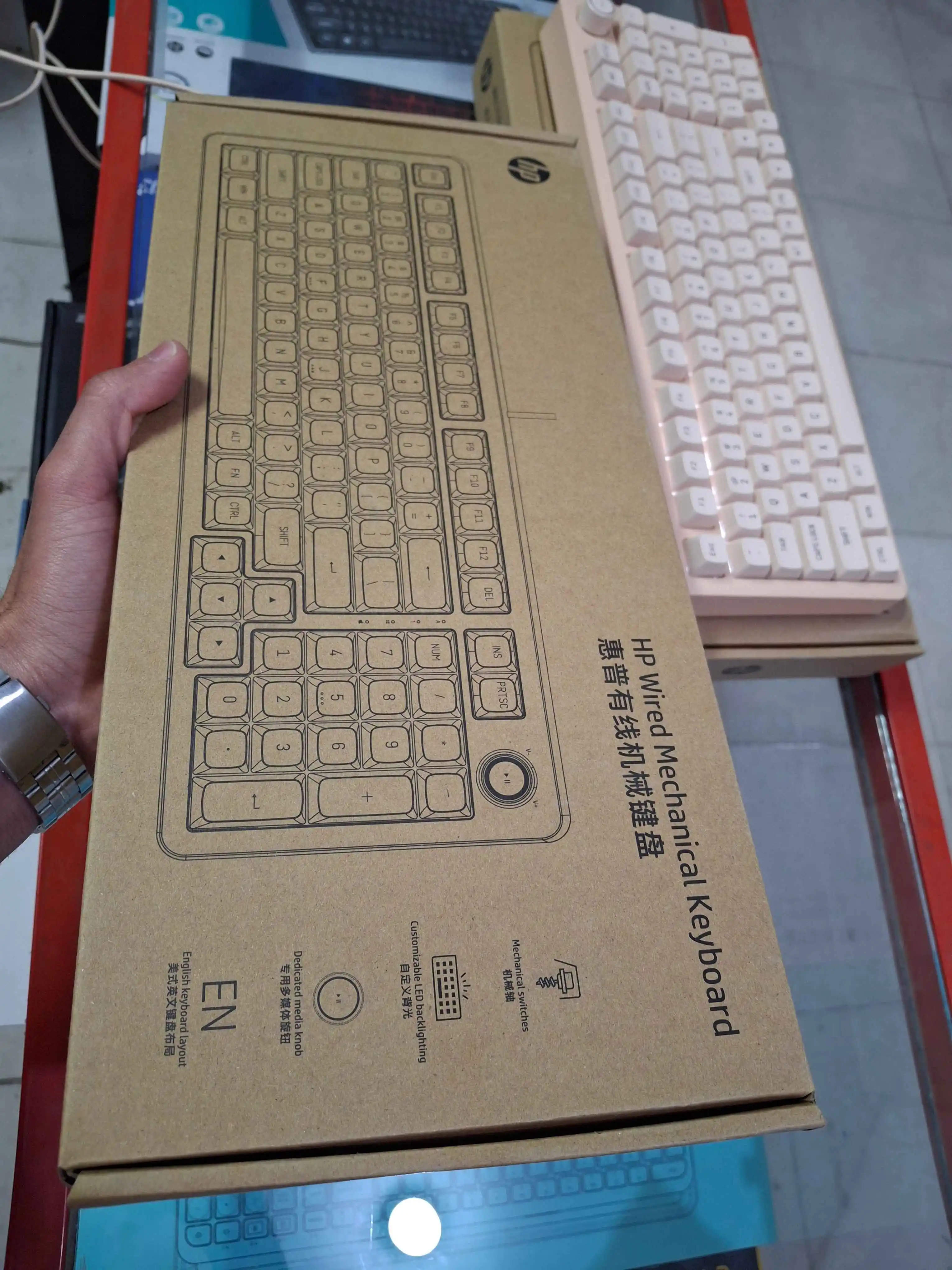 تصویر کیبورد مکانیکی سیمی HP با نور RGB و ولوم کنترل